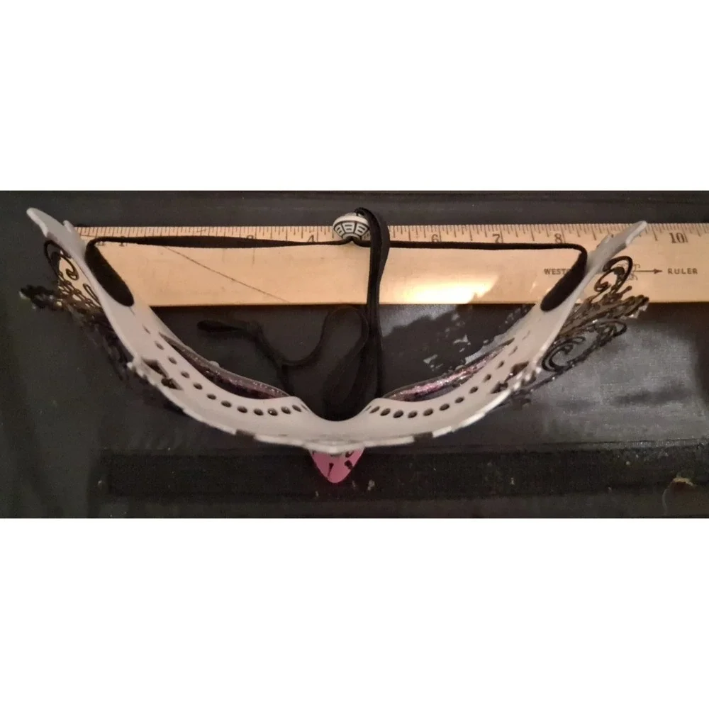 Black and Pink Laser-Cut Masquerade mask with Rhinestones Adult Size